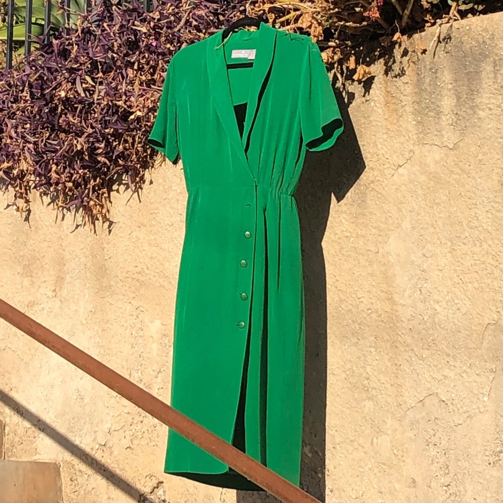 Green silk Liz Claiborne dress